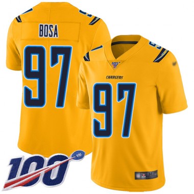 Los Angeles Chargers NFL Football Joey Bosa Gold Jersey Men Limited #97 100th Season Inverted Legend